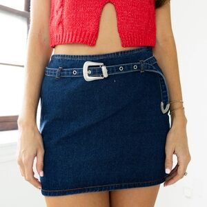 Chic Blue Denim Mini Skirt with Belt